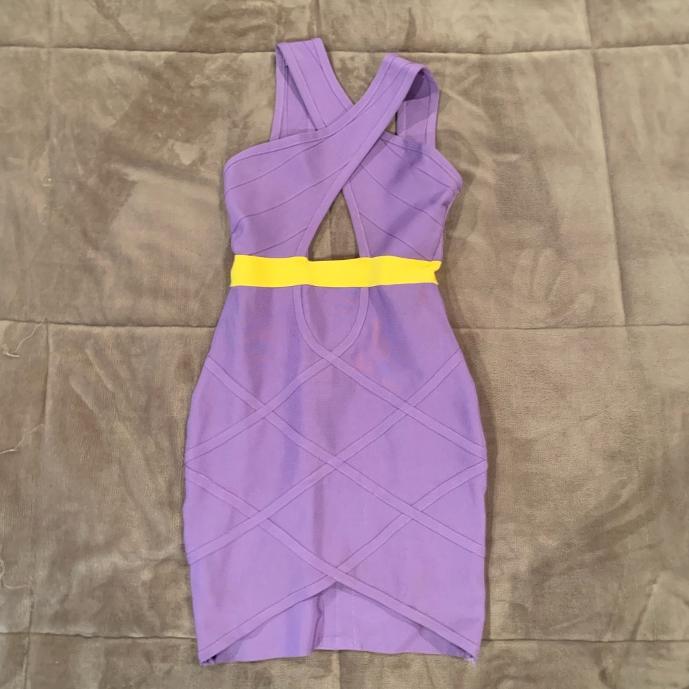 Purple/ yellow bodycon dress